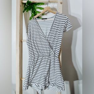 WHITE AND BLACK STRIPED ROMPER